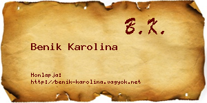 Benik Karolina névjegykártya